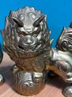 Vintage Pair Brass Chinese Imperial Gaurdian Lion Foo Dogs 5  X 5  Heavy