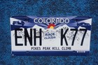 Colorado Race To The Clouds License Plate Pikes Peak Hill Climb