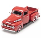 1951 Ford F-1 Pickup Red W  Chrome Rims Die Cast 1 48 O Scale Car Vehicle