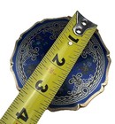 Vntg  50 s Stratton Blue   Gold Floral Roses Powder Mirror Compact Case England 