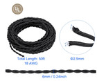 50ft Black Twisted Cloth Covered Wire Vintage Antique Lamp Cord Electrical 300 V