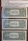 2003  1 Dollar Federal Reserve Note 3 Consecutive  s Multiple Errors  Unc Rare  