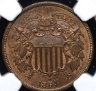 1864 Large Motto Two Cent Piece Ngc Ms 64 Bn Smooth And Fully Struck Surfaces