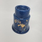 Vtg Cobalt Blue 24k Gold Flowers  Replacement Candle Holder Base Japan