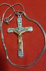 Vintage Catholic  Holy Cross  Silver Plated   Crucifix Gold Plated  Italy 