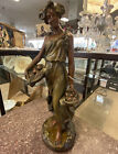 Fabulous Large Art Nouveau Woman Statue With Baskets