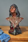 Vintage Cigar Store Indian Bust Chalkware Hand Painted Statue Display Hiawatha