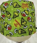 Men women Surgical Scrub Cap Lined Holiday Christmas Ugly Green Guy 100  Cotton