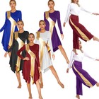 Us Women Dancewear Liturgical Outfits Patchwork Sets Costume Dress Color Block