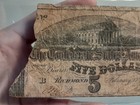 1864 Confederate States Of America  5 Five Dollars - Civil War Note  torn 
