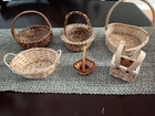 Tiny To Small Vintage Modern Wicker Woven Baskets Lot Of 6
