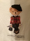 Nwot Ralph Lauren Girl   s Long Sleeve Ivory T-shirt Embroidered Polo Bear 10-12