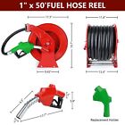 Red Diesel Fuel Hose Reel Retractable 1  X 50  Spring Driven Auto Swivel Rewind