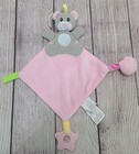 Cudlie Plush Teddy Bear Baby Lovey Security Blanket Pink Gray 12 