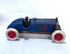 Antique Style Blue Cast Iron Race Car Toy - Hubley  6 Racer Reproduction