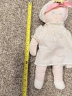 Eden Plush Blonde Cloth Baby Doll Rosebud Dress   Bonnet Vintage 15  Closed Eyes