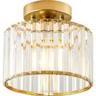 Crystal Semi Flush Mount Ceiling Light Modern Hallway Light Fixture 22cm Gold