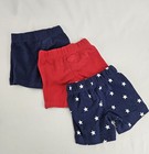 3 Amazon Essentials Unisex Baby Cotton Pull-on Shorts 6 Months Red Blue Stars