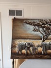 Elephants Metal Wall Art hand Painted Mixed Media Iron Wall Sculpture 3d Wall   