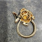 Vintage Gold Tone Fish Brooch Hat Lapel Pin With Enamel Stripes Loop Green Blue