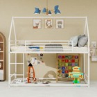 White House Shape Metal Loft Bed Frame Twin Size Kids Playhouse