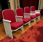 4 Theater Seats  Vintage Red Upholstered Tip-up Cinema Auditorium Seating  A6