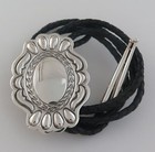 Gorgeous Large Quality Sterling Silver Ornate Repousse Southwestern Bolo Tie