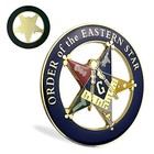 Order Of The Eastern Star Masonic Car Emblem Round Blue   Gold Freemason Car 