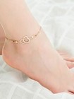 14k Yellow Gold Plated Double Heart Anklet 1ct Round Lab Created Diamond Women s