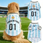 Pets World Cup 2026 Jersey Shirt Striped Ribbed Trim Breathable Dog   Cat Jersey