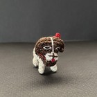 Cute Vintage Crochet Mini Brown White Dog Pekingese Spaniel Papillon Chihuahua