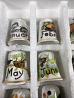 Birchcroft Fine Bone China Thimble Set Months Of Year With Animals 12pc