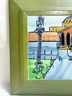 Vintage Harris G  Strong Hand Painted Ceramic Tile Mcm City Scene Pottery