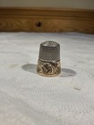 Gold Band Sterling Silver Ketcham   Mcdougall Mkd Thimble Size 9 Engraved  f 