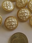 Lot Of Ten 20mm Designer Cc Vintage Button Gold Tone Chanel 10 Buttons