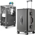Aluminum Frame Suitcase 20  24  28  Carry-on Luggage W  Cup Holder  tsa usb Port