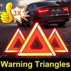 3-pack Safety Triangles Dot Approved Warning Triangles Enmergency Reflector