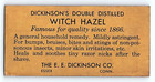 Vintage Trade Card Dickinson s Witch Hazel E e  Dickinson Co  Essex Conn Z7043