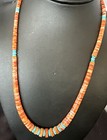 Usa Spiny Oyster Turquoise Graduated Navajo Sterling Silver Necklace 18273