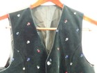 Trachten Vest Embroidered Velvet Bavarian Austrian Waistcoat Size 52 Green