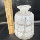 Vintage Hand Blown Art Glass Vase Opaque White Brown Spots Glass Vase Decorative