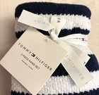 Tommy Hilfiger Hand Towel Set 2 Rugby Stripe Horizontal Navy Cotton 16x30 Nwt