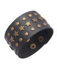 Black Leather Bracelet Leather Wristband Men s Leather Bracelet Cuff Star Black
