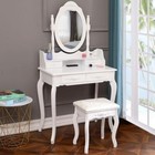 4 Drawers With Mirror Makeup Vanity Table Set Bedroom Dressing Dresser Desk