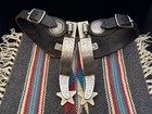 Vintage Pair  ricardo  Silver Overlaid Engraved Spurs W  Leather Straps