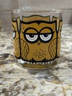 Vintage Mcm Libbey Signed M Petti Owl Glass Mustard   Black Rocks Cocktail
