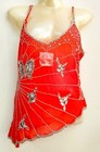 Vintage Y2k Beaded Embroidery Costume Sequin Top Blouse Sheer Tunic Women Wear