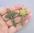 12 Pc Rosary Crucifixes Crosses   Affordable Rosaries Parts Finish Bronze New