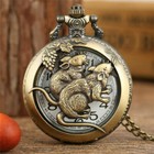 Bronze Antique Style Twelve Chinese Zodiac Quartz Pocket Watch   Necklace Chain