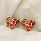 Oscar De La Renta Heart-shaped Crystal Color Blocking Ear Clip